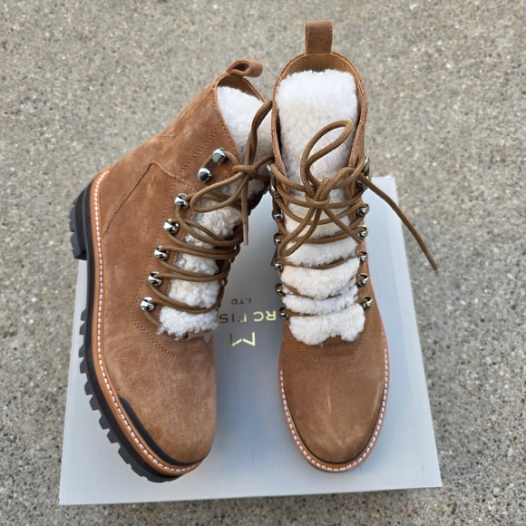Marc Fisher Brown Suede Women's Boots with Fur Lining Size 7.5 - Picture 1 of 12